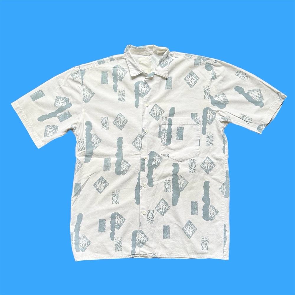 Vintage 90s AOP Abstract Pattern Short Sleeve Button Down Medium